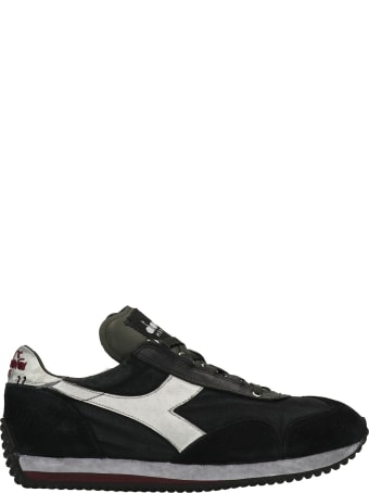 Diadora Equipe H Sneakers In Black Suede And Fabric
