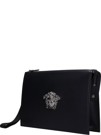 Versace Clutch In Black Leather