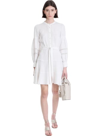 120% Lino Dress In White Cotton