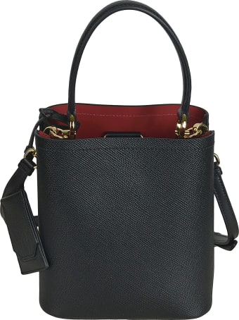 Prada Grained Leather Logo Plaque Tote