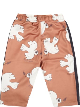 Mini Rodini Brown Trouser For Baby Girl With Doves