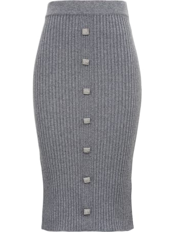 Giuseppe di Morabito Ribbed Knit Skirt With Buttons