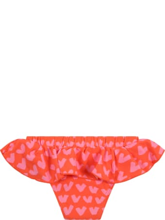 Stella McCartney Kids Red Swim Brief For Baby Girl With Hearts