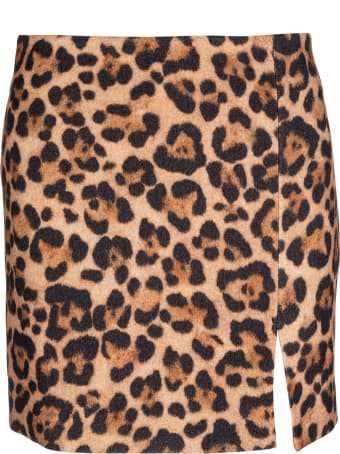 Blumarine Brown Leopard Print Skirt Woman