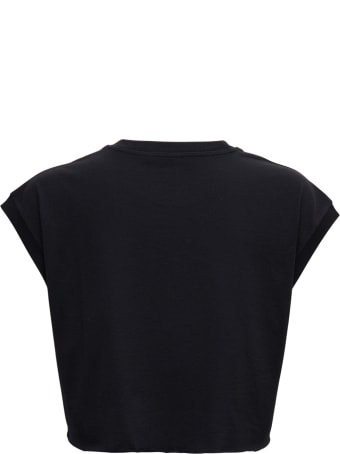 Dolce & Gabbana Black Cotton Cropt-shirt With Logo