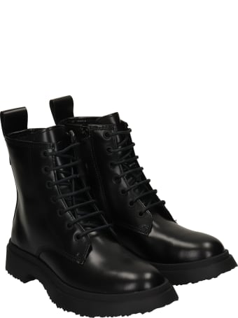 Camper Walden Combat Boots In Black Leather