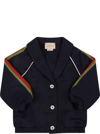 Gucci Blue Jacket For Baby Boy With Double Gg