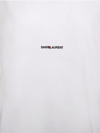 Saint Laurent White Cotton Basic T-shirt With Logo