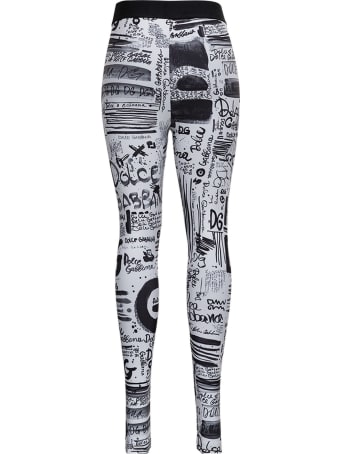 Dolce & Gabbana Graffiti Leggings With Logo Band
