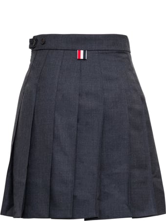Thom Browne Asymmetrical Pleated Skirt In Grey Wool