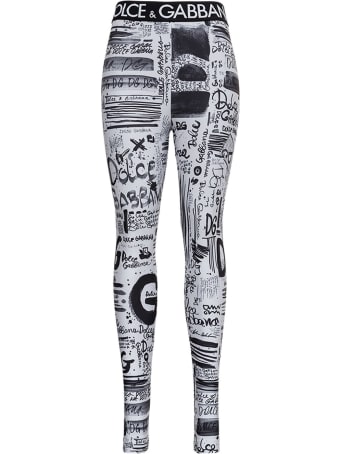 Dolce & Gabbana Graffiti Leggings With Logo Band