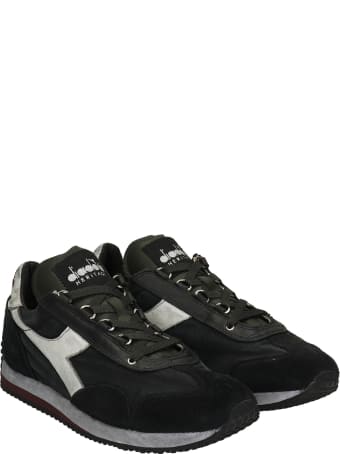 Diadora Equipe H Sneakers In Black Suede And Fabric