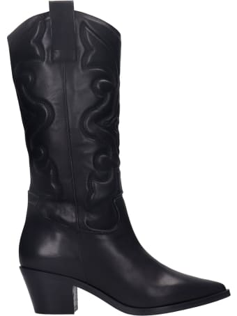 Alchimia Texan Boots In Black Leather