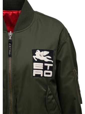 Etro Reversible Nylon Bomber Jacket With Logo