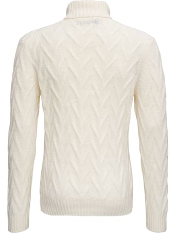 Tagliatore Woven White Wool Sweater