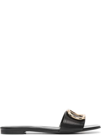 TwinSet Slide Leather Sandals With Buckle