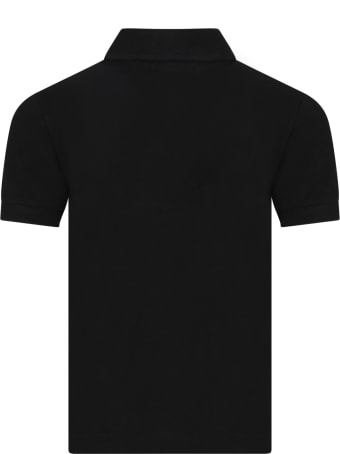 Ralph Lauren Black Polo Shirt For Kids With Pony Logo