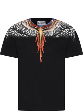 Marcelo Burlon Black T-shirt For Boy With Iconic Wings