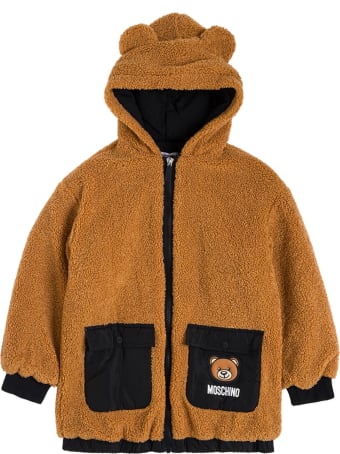 Moschino Brown Teddy Hoodie With Logo