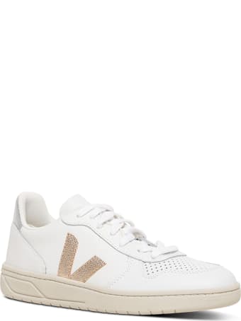 Veja White Vegan Leathe Sneakers With Side Logo