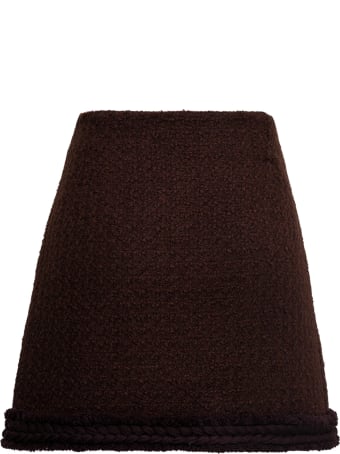 Blumarine Brown Bouclé Wool Skirt