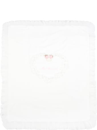 Blumarine White Blanket For Baby Girl With Flowers