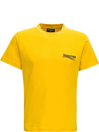 Balenciaga Organic Cotton Slim-fit Yellow T-shirt With Logo