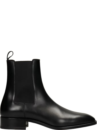 Christian Louboutin Samson Flat Ankle Boots In Black Leather