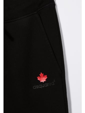 Dsquared2 Kids Black Joggers With Logo And Maple Leaf
