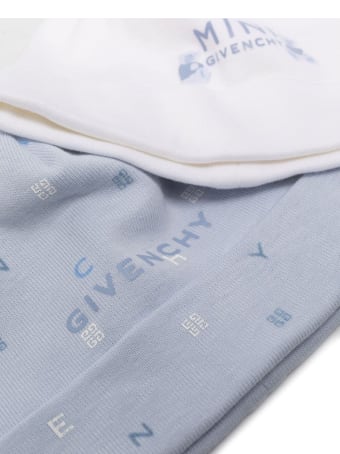 Givenchy Set Of Beanies White And Light Blue Cotton