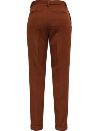 Tonello Brown Tailored Pants In Viscose Blend