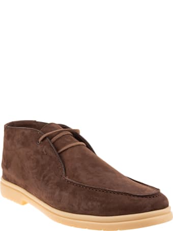 Andrea Ventura Coffee Ankle Boots In Calf Leather