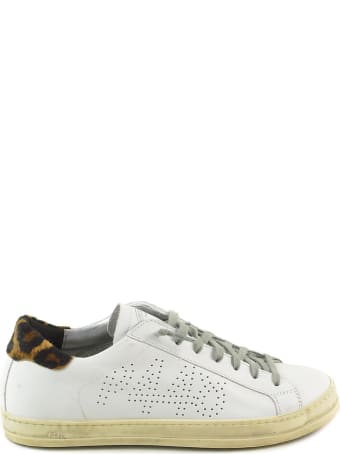P448 White/leo Print Leather Women's Flat Sneakers