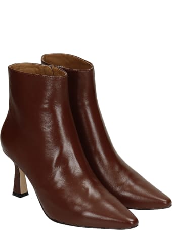 Lola Cruz High Heels Ankle Boots In Brown Leather