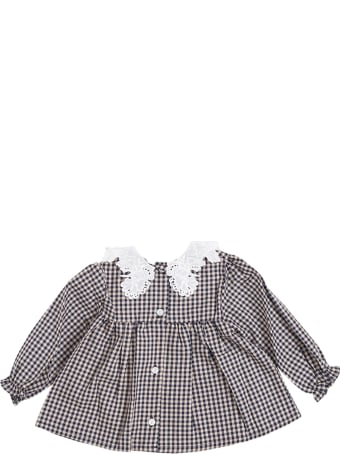 Tartine et Chocolat Voyage Check Cotton Shirt With Lace Collar