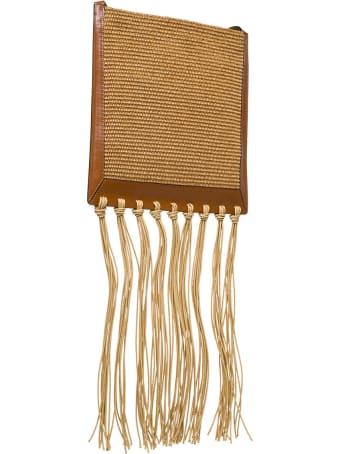 Marni Crossbody Bag In Raffia And Leather With Fringes
