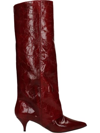Alchimia Low Heels Boots In Bordeaux Leather