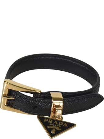 Prada Triangle Logo Buckled Bracelet