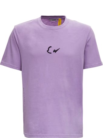 Moncler Genius Purple Tee With Embroidered Logos