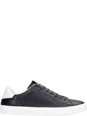 Leather Crown Sneakers In Black Leather