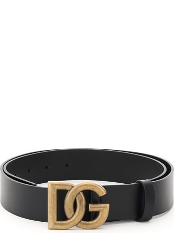 Dolce & Gabbana Lux Leather Belt With Crossed Dg Logo