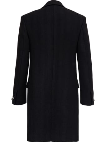 Bottega Veneta Double-breasted Black Chevron Wool Coat