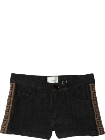 Fendi Black Stretch Cotton Denim Shorts