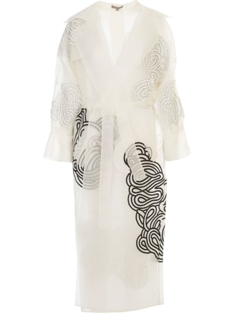 Varana Organza Silk Trench W/rabari Embroidery