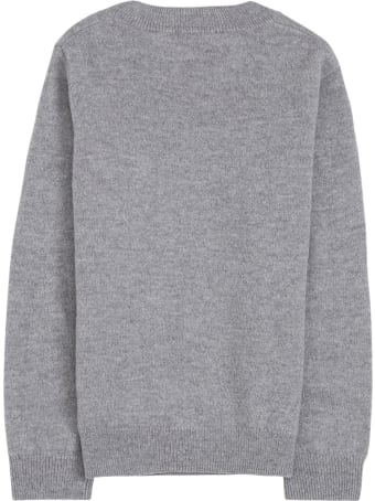 Il Gufo Grey Wool Sweater With Wolf Print