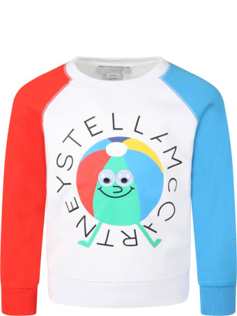 Stella McCartney Kids White Sweatshirt For Kids With Colored Ball