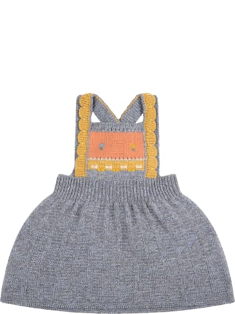 Gucci Gray Dress For Baby Girl With Logo