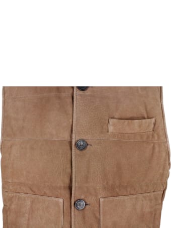 Brunello Cucinelli Nubuck Leather Vest Padded With Real Goose Down