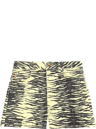 Ganni Print Denim Shorts