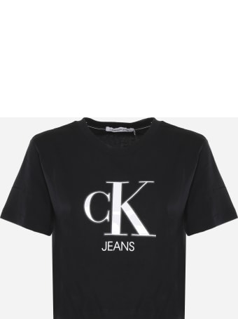 Calvin Klein Cotton Crop T-shirt With Neon Logo Calvin Klein